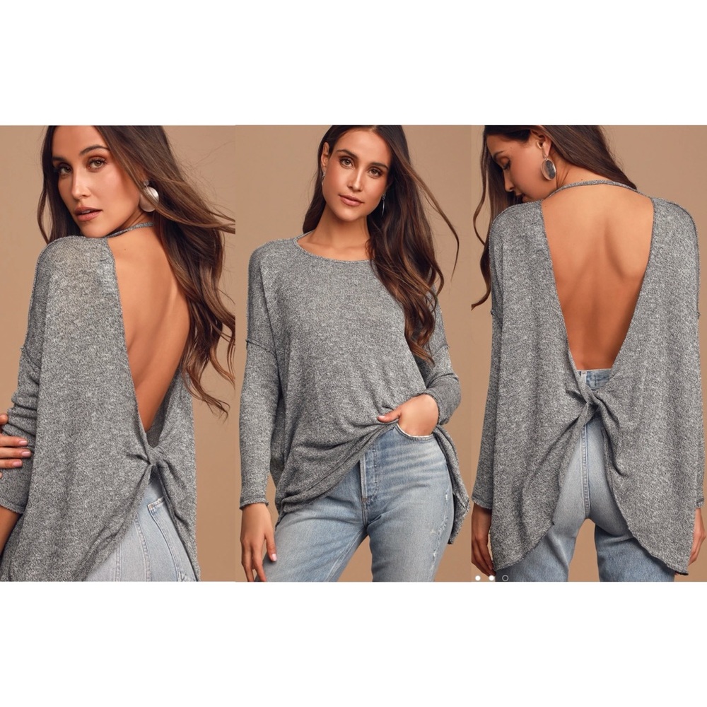 Sexy backless sweater - heathered gray